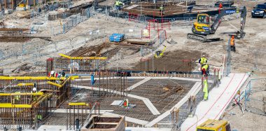 London, UK - March 27, 2017 - construction site of Blackwall Reach, a new housing development in East London